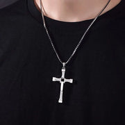 Mens Jewellery Zircon Cross Pendant Necklace Chain for Men Friend Gift Hip-hop Punk Party Faith Jewelry Accessories Colla Hombre