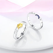 2 Pcs Ring Sets 925 Silver Jewelry Moon & Sun Ring For Women Wife Valentines's Day Gift Jewellery Lover 2 IN 1 Statement Band