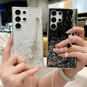 Flower Bracelet Glitter Phone Case For Samsung Galaxy A54 A55 A35 A24 A25 A15 A05 A05S A33 A34 A53 A73 A14 A13 A23 Chain Cover