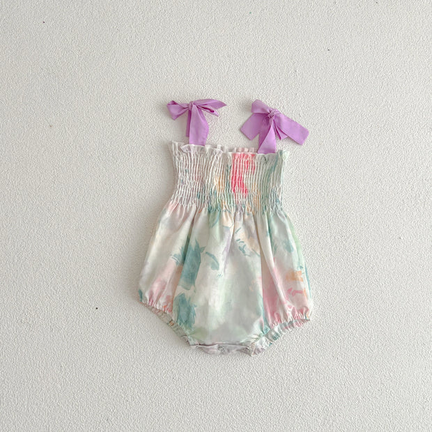 Sister Clothes Suits Girls Strap Romper Summer Cozy Cotton Floral Dress Bowknot Jumpsuit Toddler Girls Clothing Children Outfits