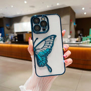 Luxury Electroplated Butterfly Transparent Soft Phone Case For iPhone 15 14 13 12 11 Pro Max Camera Protection Shockproof Cover