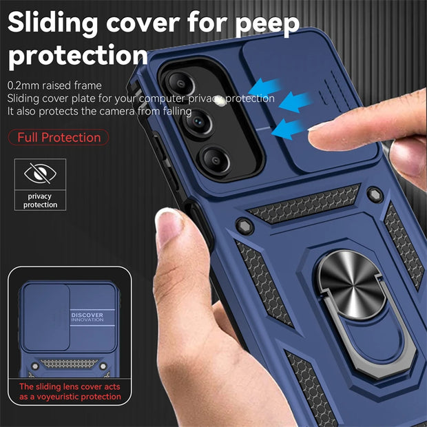 For Samsung Galaxy A15 a15 Case Slide Camera Shockproof Armor Phone Case For Samsung A15 A 15 15A Magnetic Ring Stand Back Cover