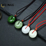 Natural Multicolor Jade Doughnut Pendant Necklace Fashion Accessories Charm Jewellery Carved Amulet Gifts for Women Men