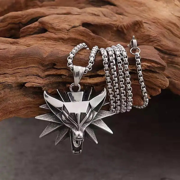 Vintage Fashion Geometric Wolf Head Animal Necklace for Men Stainless Steel Necklace Personality Dominance Mens Jewellery Gift