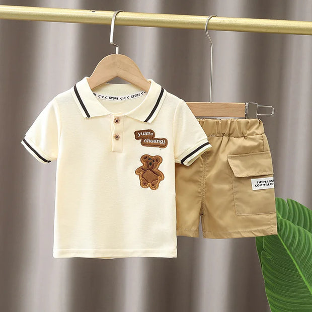 2PCS Children Clothing mother Kids Clothes Children's Sets Boys T-shirt Shorts Summer Cotton Short sleeve fashion Suit