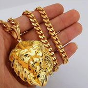 Vintage Mens Jewellery Lion Head Necklace Pattern Carving Necklace Animal Necklace Men Rock Punk Hip Hop Jewelry AnniversaryGift