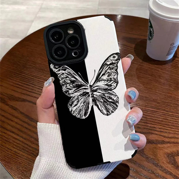 Fashion Butterfly Pattern Phone Case For iPhone 11 12 13 14 Pro Max X XR XS Max 7 8 Plus Shockproof Lens Protection Soft Cover