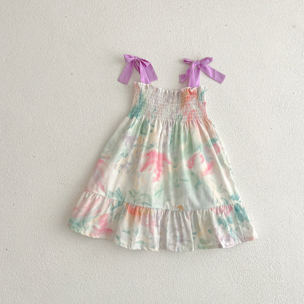 Sister Clothes Suits Girls Strap Romper Summer Cozy Cotton Floral Dress Bowknot Jumpsuit Toddler Girls Clothing Children Outfits