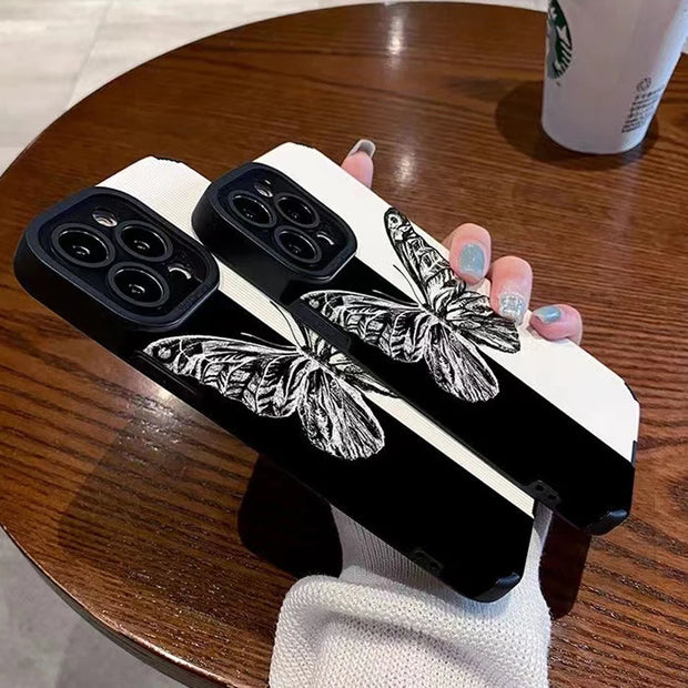 Fashion Butterfly Pattern Phone Case For iPhone 11 12 13 14 Pro Max X XR XS Max 7 8 Plus Shockproof Lens Protection Soft Cover