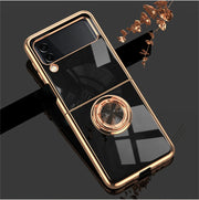 For Samsung Galaxy Z Flip 6 5 Luxuy Plating Magnetic Metal Ring Bracket Case For Samsung Galaxy  Z Flip 4 3 Silicone Back Cover