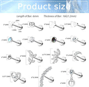 Bobisty 1pc 16G Cartilage Stud Earrings for Women Stainless Steel Small Opal Earring Studs Lip Bar Nose Ear Piercing Jewellery