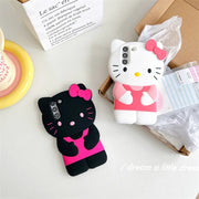 Hello Kitty Cartoon 3D Bow Phone Case For Samsung Galaxy S24 Ultra S23 Plus S22 S21 S20 FE Y2K Anti Fall Soft Silicone Cover