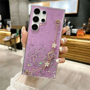 Flower Bracelet Glitter Phone Case For Samsung Galaxy A54 A55 A35 A24 A25 A15 A05 A05S A33 A34 A53 A73 A14 A13 A23 Chain Cover