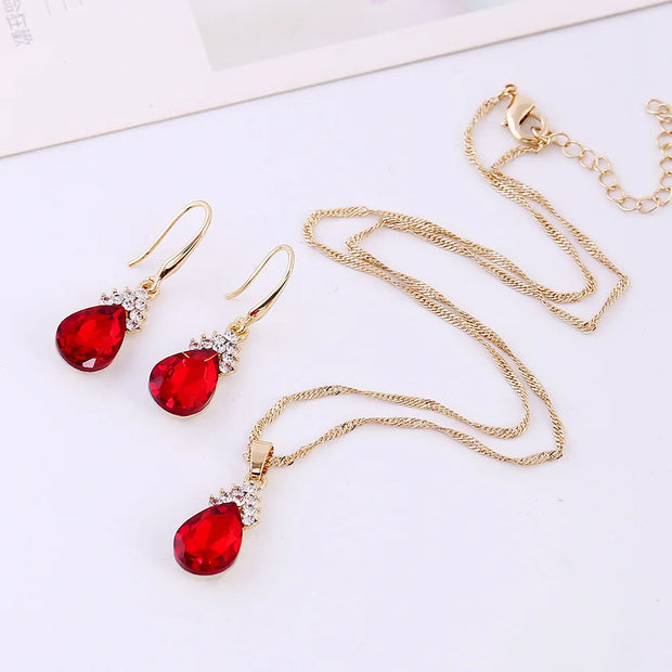 3pcs/set Gold color Jewelry Sets Wedding Beads Crystal Bridal Jewellery bridal necklace earrings wedding party gift set