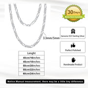 ORSA JEWELS Italian 925 Sterling Silver 2.6mm 3.7mm 5.0mm Flat Mariner Chain Necklace for Women Men Fashion Silver Jewelry SC78