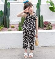 Summer Baby Girls Dress kids Girl Clothes Sleeveless Chiffon Shirts Pants Children's Clothing Princess Print Casual Dresses