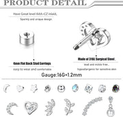 Bobisty 1pc 16G Cartilage Stud Earrings for Women Stainless Steel Small Opal Earring Studs Lip Bar Nose Ear Piercing Jewellery