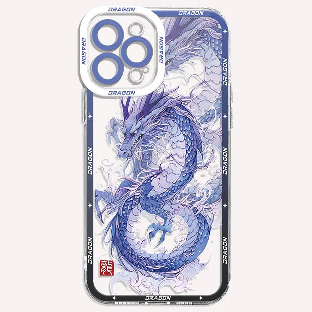 Luxury Chinese Dragon Case for Samsung Galaxy A73 5G A23 A13 A54 A14 4G A33 A24 A34 A25 A15 Transparent Soft Bumper Cover