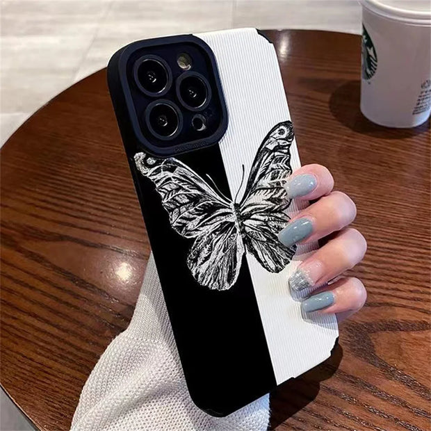 Fashion Butterfly Pattern Phone Case For iPhone 11 12 13 14 Pro Max X XR XS Max 7 8 Plus Shockproof Lens Protection Soft Cover