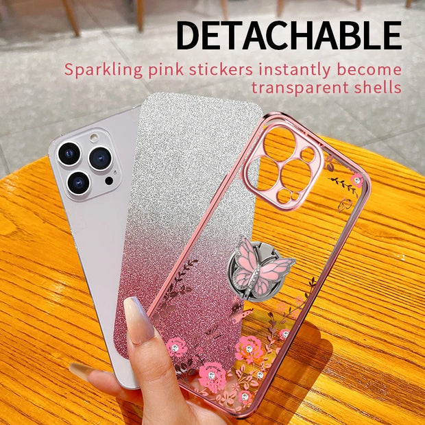 For Samsung S21 Ultra S20 FE S24 Plus S23 FE S22 S20 S21 S24 Ultra Case Secret Garden Butterfly Bracket Soft Cover