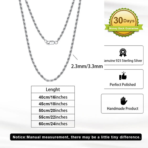 ORSA JEWELS Italian 925 Sterling Silver 2.6mm 3.7mm 5.0mm Flat Mariner Chain Necklace for Women Men Fashion Silver Jewelry SC78