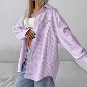 Diamond-embedded Fashion Striped Long Sleeves Shirt