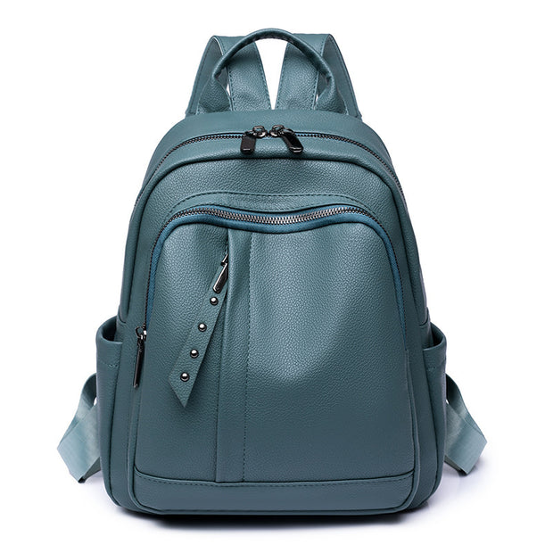 Light Luxury High-grade Backpack Women's Backpack PU Soft Leather Fashion Simple Waterproof Large Capacity Travel Bag