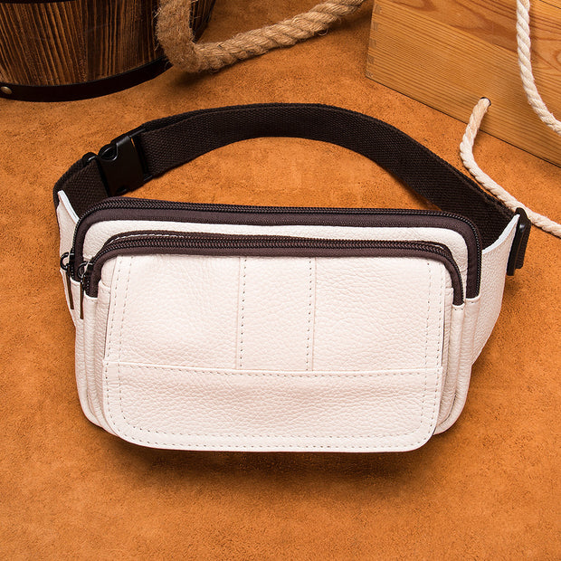 Men's First Layer Cowhide Outdoor One Shoulder Crossbody Waist Bag