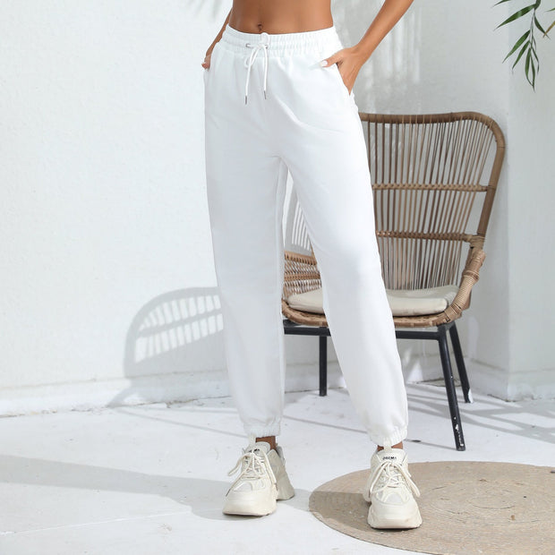 Solid Color With Fur Sweatpants Casual Sports Jogging High Waist Loose Tappered Home Casual Pants