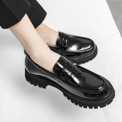 Loafers Platform Height Increasing Shoes Black Fashion Men