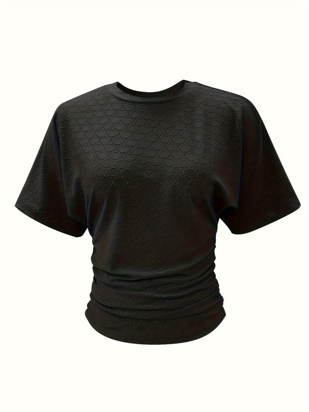 Elegant Solid Color Knitted Jacquard Women's Top