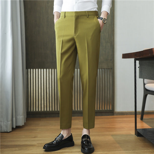 Draping Solid Color Casual Suit Pants