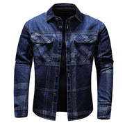 Fashion Plaid Denim Long-sleeved Shirt Man